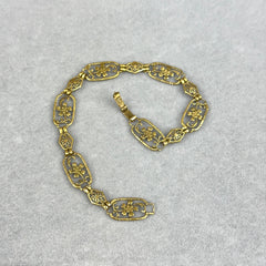 Vintage Floral Openwork Link Bracelet in 10k Gold