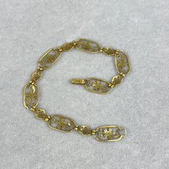 Vintage Floral Openwork Link Bracelet in 10k Gold