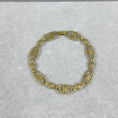 Vintage Floral Openwork Link Bracelet in 10k Gold