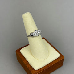 Vintage Art Deco 14k White Gold Diamond Duette Ring