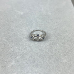 Vintage Art Deco 14k White Gold Diamond Duette Ring