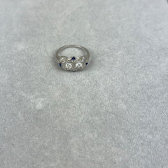 Vintage Art Deco 14k White Gold Diamond Duette Ring
