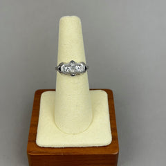 Vintage Art Deco 14k White Gold Diamond Duette Ring