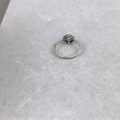 Antique Art Deco Platinum and Diamond Ring with Lab Sapphire