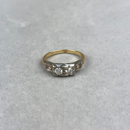 Vintage 14k Gold Diamond Duette Ring