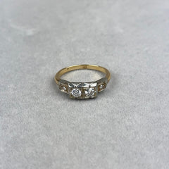 Vintage 14k Gold Diamond Duette Ring