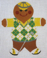 Whimsy and Grace Fred Golf Gingerbread Man Needlepoint Canvas