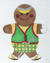 Whimsy and Grace Ginger Golf Gingerbread Lady Needlepoint Canvas