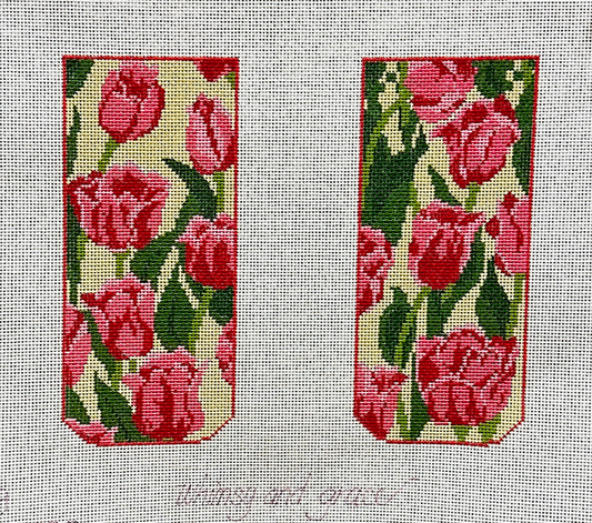 Whimsy and Grace Pink Tulips Scissor Eyeglass Case Needlepoint Canvas