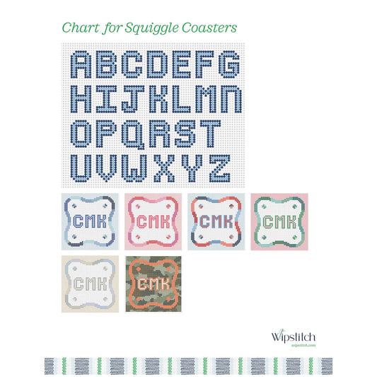 Wipstitch Nantucket Squiggle Coasters Needlepoint Canvas