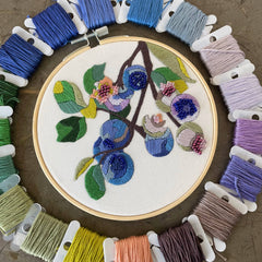 Kate Wyatt Fine Art Blueberry Blossoms Embroidery and Beadwork Kit