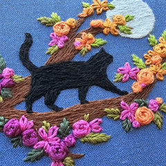 Jessica Long Embroidery Mini Black Cat & Full Moon Embroidery Kit