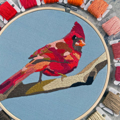 Kate Wyatt Fine Art Cardinal Embroidery and Beadwork Kit