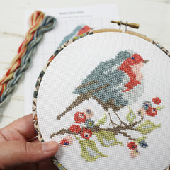 Stitchkits Crafts Robin and Berries Cross Stitch Kit