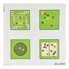 Alice & Blue Lawn Games Coaster Set Needlepoint Canvas