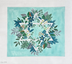 Alice Peterson Co. Blue Floral Star of David Tallis Bag Needlepoint Canvas