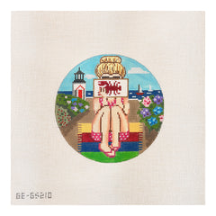 Alice Peterson Co. Gayla Elliott Stitching Girl East Coast Round Needlepoint Canvas
