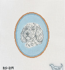 Altantic Blue Canvas Rooney and Stitch Dog Cameo Needlepoint Canvas - Cockapoo