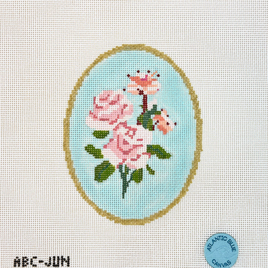Atlantic Blue Canvas Birth Flowers June Needlepoint Canvas