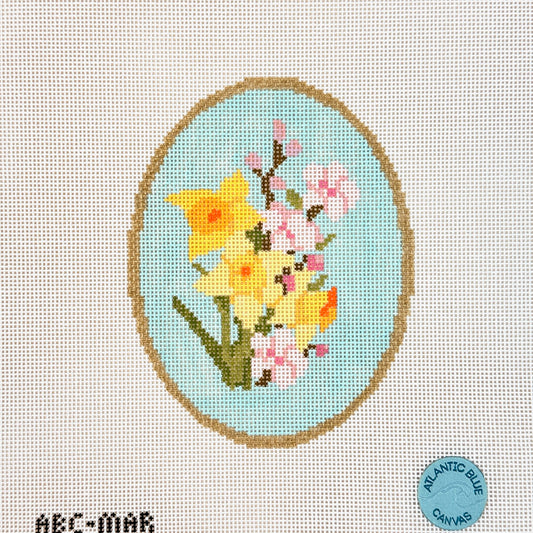 Atlantic Blue Canvas Birth Flowers March Needlepoint Canvas