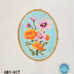 Atlantic Blue Canvas Birth Flowers October Needlepoint Canvas
