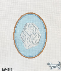 Atlantic Blue Canvas Rooney and Stitch Dog Cameo Needlepoint Canvas - Cavalier King Charles Spaniel