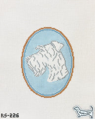 Atlantic Blue Canvas Rooney and Stitch Dog Cameo Needlepoint Canvas - Schnauzer