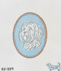 Atlantic Blue Canvas Rooney and Stitch The Havanese Dog Cameo Needlepoint Canvas