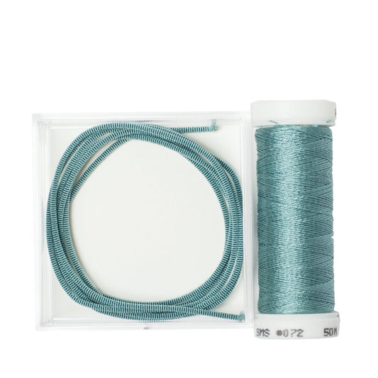 Au Ver a Soie Size 2 Silk Wrapped Purl with Matching Soie 100/3 Couching Thread Set - 6203 Gendame Blue