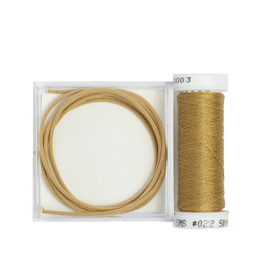 Au Ver a Soie Size 2 Silk Wrapped Purl with Matching Soie 100/3 Couching Thread Set - 6270 Gingerline