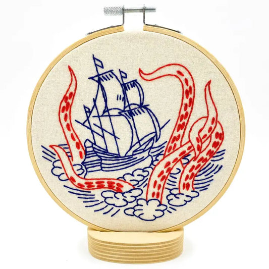 Hook Line and Tinker Kraken and Ship Embroidery Kit