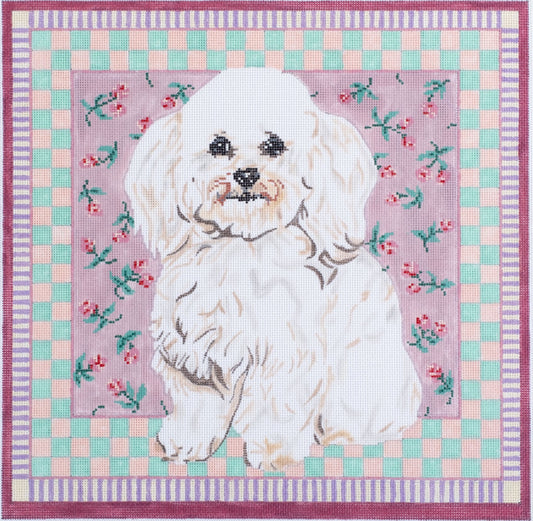 Barbara Russell Designs Bichon Frise Dog Needlepoint Canvas