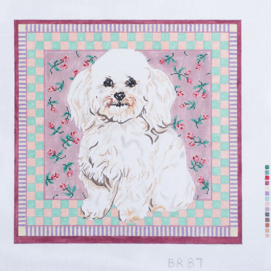 Barbara Russell Designs Bichon Frise Dog Needlepoint Canvas
