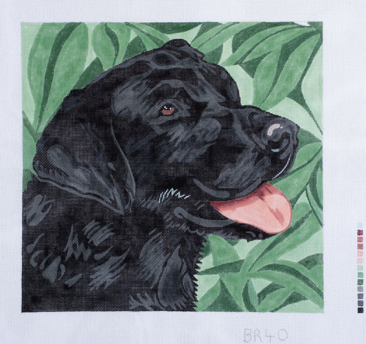Barbara Russell Designs Black Lab Dog Needlepoint Canvas