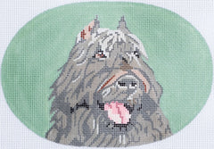Barbara Russell Designs Bouvier des Flandres Oval Needlepoint Canvas
