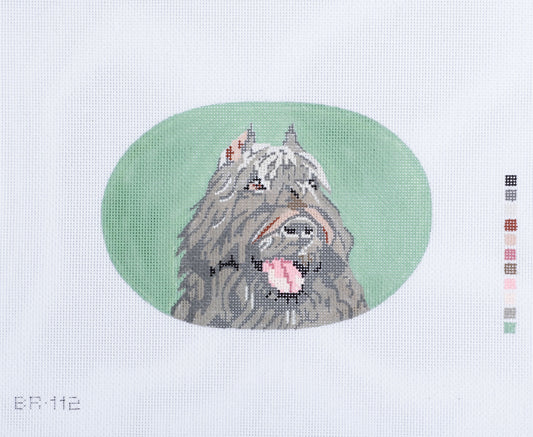 Barbara Russell Designs Bouvier des Flandres Oval Needlepoint Canvas
