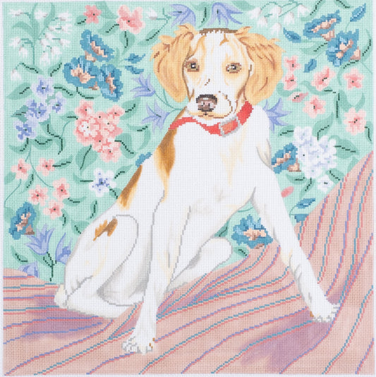 Barbara Russell Designs Brittany Spaniel Dog Needlepoint Canvas