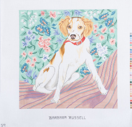 Barbara Russell Designs Brittany Spaniel Dog Needlepoint Canvas
