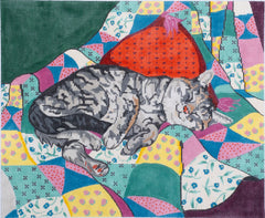 Barbara Russell Designs Cat on Quilt Needlepoint Canvas