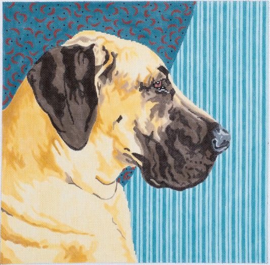 Barbara Russell Designs Great Dane Uncropped Ears Dog Needlepoint Canvas