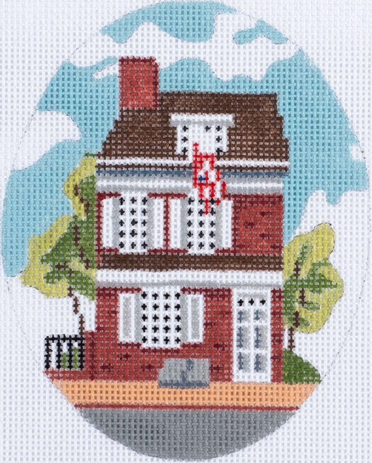 Barbara Russell Designs Philadelphia Ornament - Betsy Ross House Needlepoint Canvas