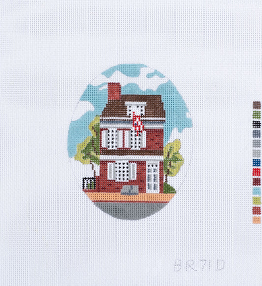 Barbara Russell Designs Philadelphia Ornament - Betsy Ross House Needlepoint Canvas