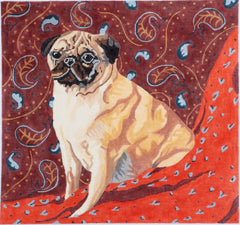 Barbara Russell Designs Pug Dog on Paisley Needlepoint Canvas