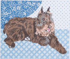 Barbara Russell Designs Reclining Bouvier des Flandres Dog Needlepoint Canvas