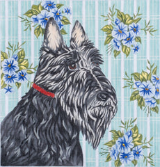 Barbara Russell Designs Scottie Dog with Flowers Needlepoint Canvas