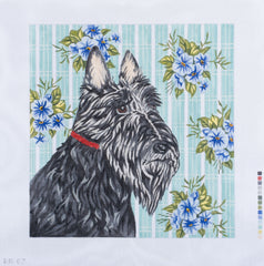 Barbara Russell Designs Scottie Dog with Flowers Needlepoint Canvas