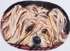 Barbara Russell Designs Silky Terrier Dog Oval Needlepoint Canvas
