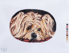 Barbara Russell Designs Silky Terrier Dog Oval Needlepoint Canvas