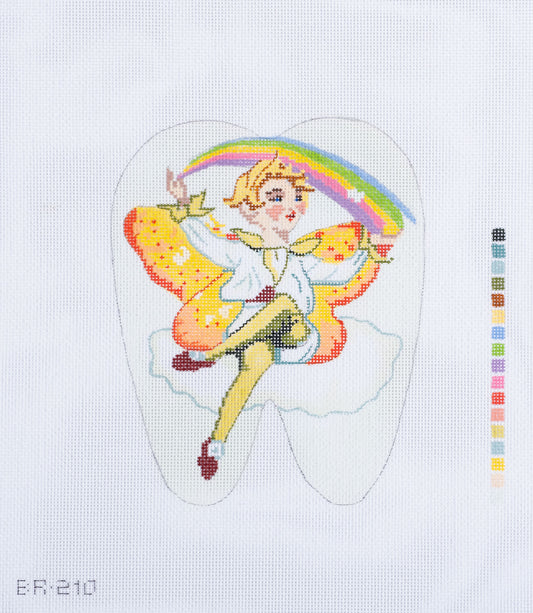 Barbara Russell Fairy with Rainbow Tooth Fairy Pillow Needlepoint Canvas