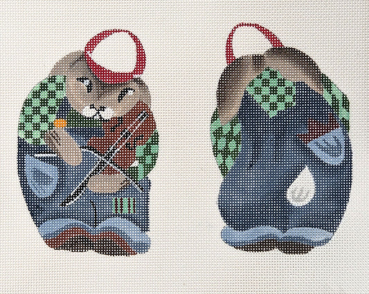 Barbara Eyre Two Sided Fiddler Bunny Needlepoint Canvas